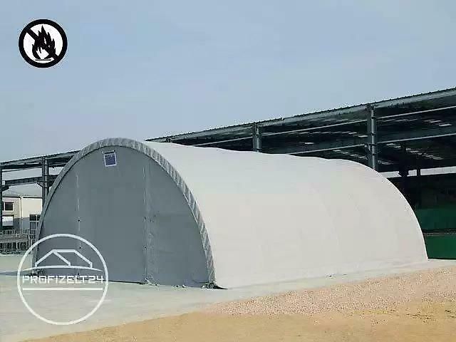 Toolport GmbH Rundbogenhalle Lagerzelt 9,15x12m Zelthalle Industriezelt grau