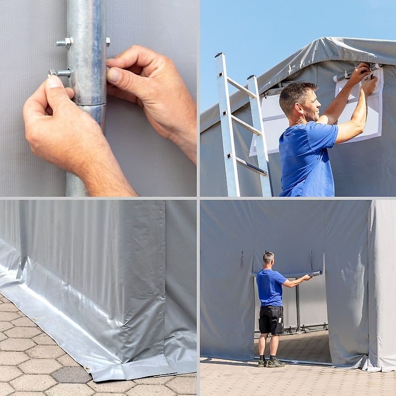 Toolport GmbH Lagerzelt 3x6-8x16 Zelthalle Industriezelt Zeltgarage Unterstand Hallen