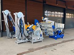 Binderberger Holzspalter Liegendspalter Kreissäge Förderband Wind